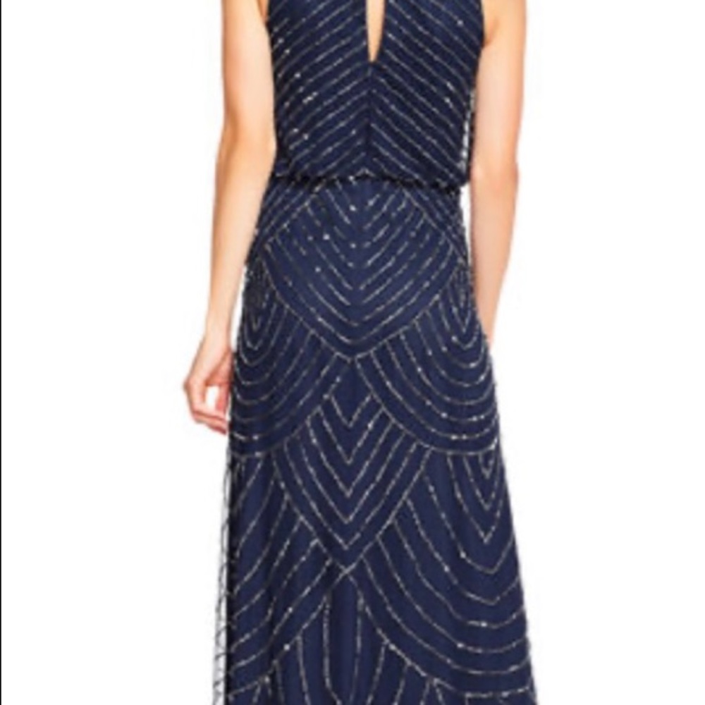 Adrienne Papell Art Deco Navy Dress - Picture 10 of 11